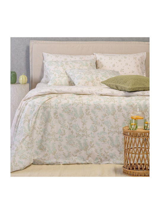 Melinen Rea Double Bed Sheets Set 205x270cm Turquoise (4pcs)