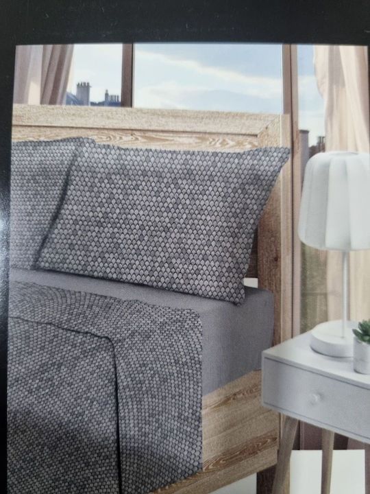 Homestyle Σεντόνι Υπέρδιπλο με Λάστιχο 160x200+33εκ. Γκρι