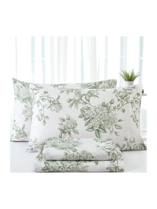 Olia Home Σετ Σεντόνια Μονά με Λάστιχο 100x200+35εκ. Dusty Green (3τμχ)
