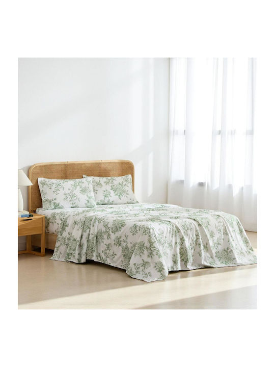 Olia Home Σετ Σεντόνια Μονά με Λάστιχο 100x200+35εκ. Dusty Green (3τμχ)