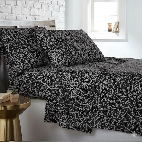 Olia Home Set Bed Sheets Super-Double 240x260cm Olive Green 020 4 Pieces