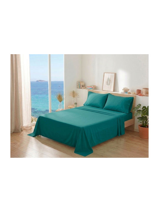 Kraft World Σετ Σεντόνια Υπέρδιπλα 220x240εκ. Πράσινο (4τμχ)