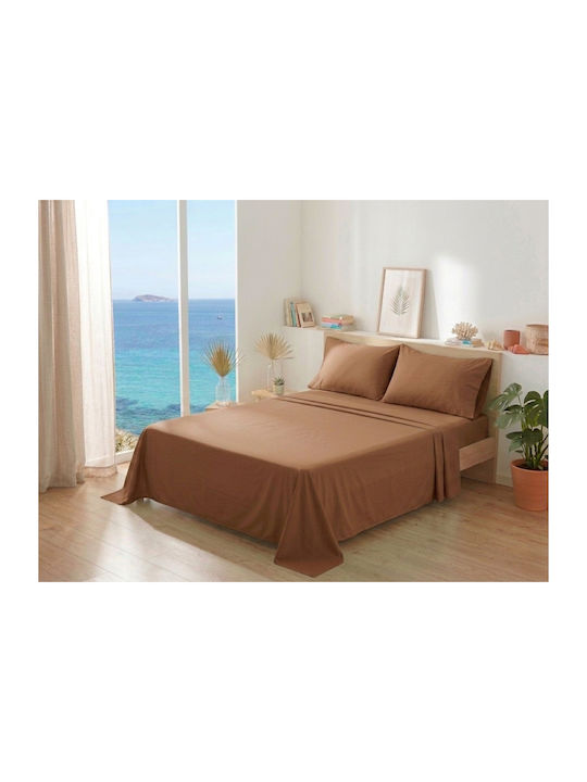 Kraft World Σετ Σεντόνια Υπέρδιπλα 220x240εκ. Καφέ (4τμχ)