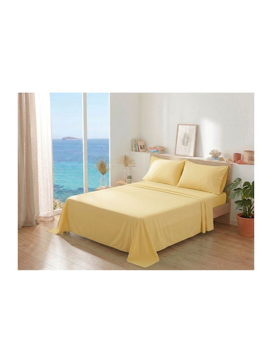 Kraft World Σετ Σεντόνια Υπέρδιπλα 220x240εκ. Κίτρινο (4τμχ)