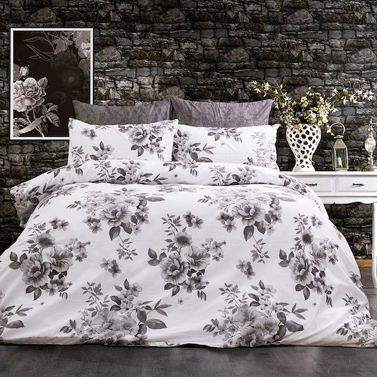 Dimcol Σετ Σεντόνια Υπέρδιπλα 240x270εκ. White-grey (4τμχ)
