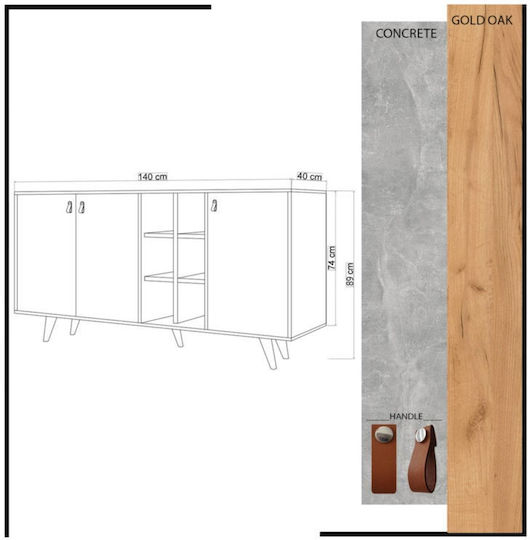 Μπουφές Ξύλινος Μπλε 140x40x89cm Μπουφές Ξύλινος Μπλε 140x40x89cm