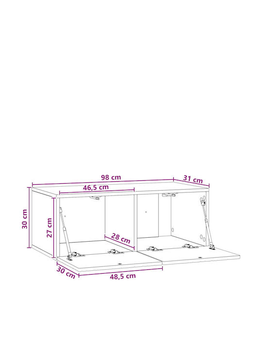 Елемент За Телевизор Кафяв 98x31x30см