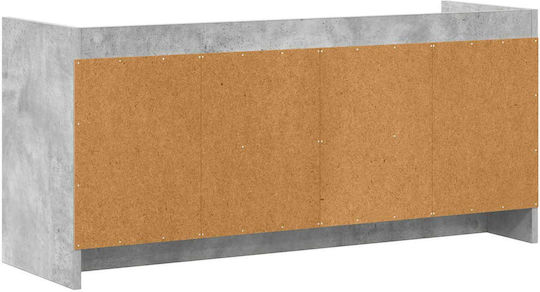 TV Stand Metal & Wood Grey Concrete L102xW33xH47cm