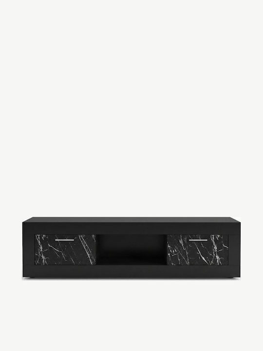 TV-Ständer Davin Schwarz - Schwarz-marmorierter Effekt M180xT40xH47cm