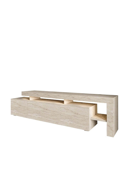 Έπιπλο Τηλεόρασης Beliz με Φωτισμό LED Travertine Beige Μ192xΠ37xΥ53cm