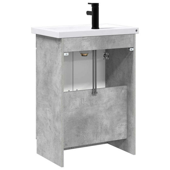 vidaXL Vanity Unit with Washbasin M56xW37.5xH81cm Concrete Grey