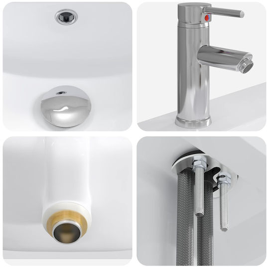 vidaXL Badezimmer Waschtisch-Einheit M61xB40xH84,5cm Grau Sonoma