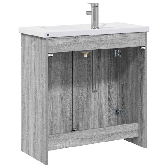 vidaXL Badezimmer Waschtisch-Einheit M81xB40xH84.5cm Grau Sonoma