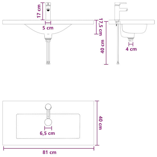 vidaXL Плот с Мивка 78.5x37.5x81см Сив