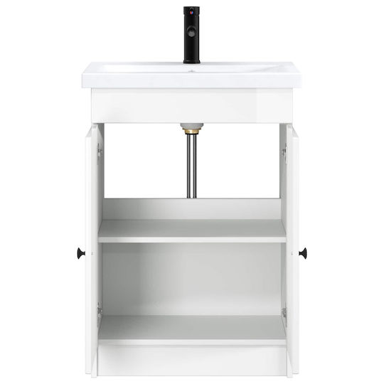 vidaXL Badezimmer Waschtisch-Einheit mit Waschbecken M78.5xB37.5xH81cm Weiß