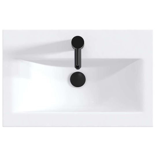 vidaXL Badezimmer Waschtisch-Einheit mit Waschbecken M56xB37,5xH81cm Weiß