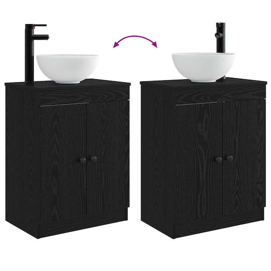 vidaXL Bancă Fără Lavoar cu Oglindă M54xA35xÎ83cm Negru