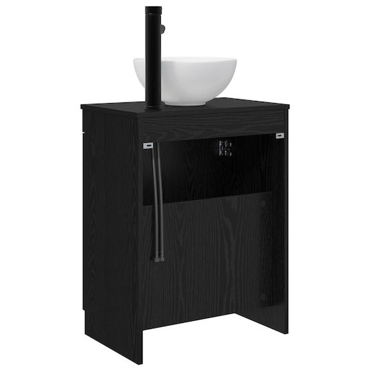 vidaXL Bancă Fără Lavoar cu Oglindă M54xA35xÎ83cm Negru