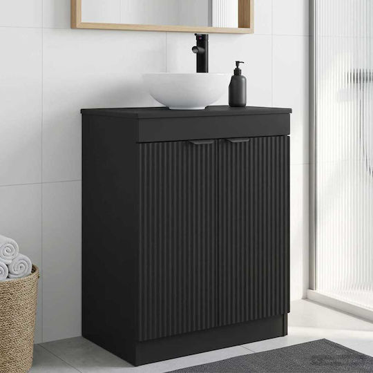 vidaXL Πάγκος χωρίς Νιπτήρα με Καθρέπτη Μ54xΒ35xΥ83cm Μαύρο