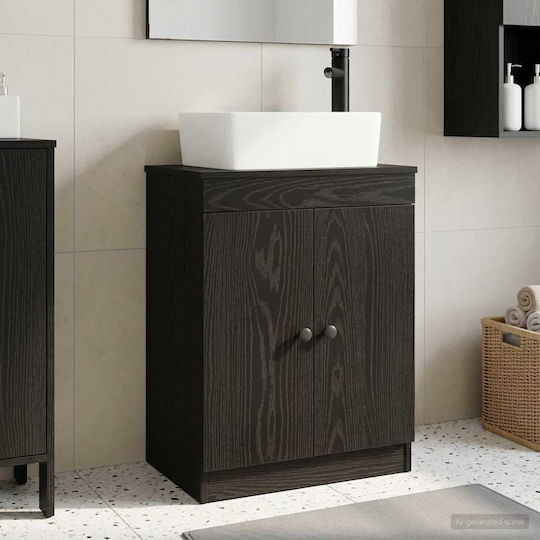 vidaXL Πάγκος χωρίς Νιπτήρα με Καθρέπτη Μ54xΒ35xΥ83cm Μαύρο