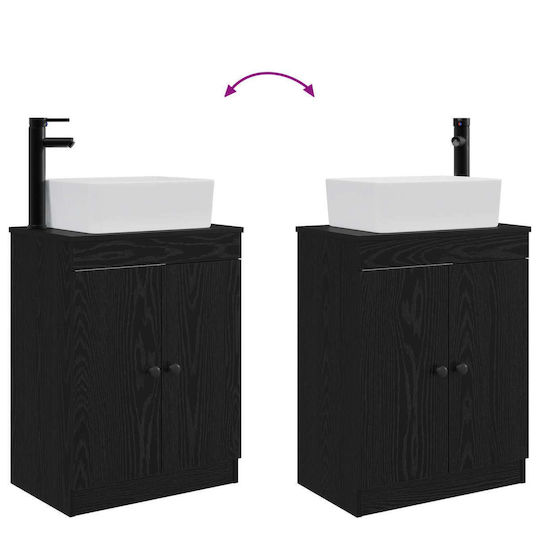 vidaXL Bancă Fără Lavoar cu Oglindă M54xA35xÎ83cm Negru