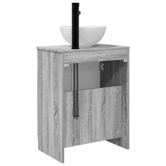 vidaXL Badezimmer Waschtisch-Einheit Ohne Waschbecken Mit Spiegel M54xB35xH83cm Graue