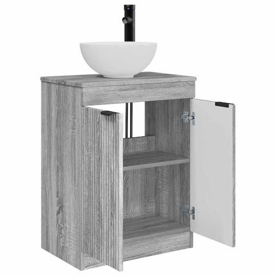 vidaXL Badezimmer Waschtisch-Einheit Ohne Waschbecken Mit Spiegel M54xB35xH83cm Graue