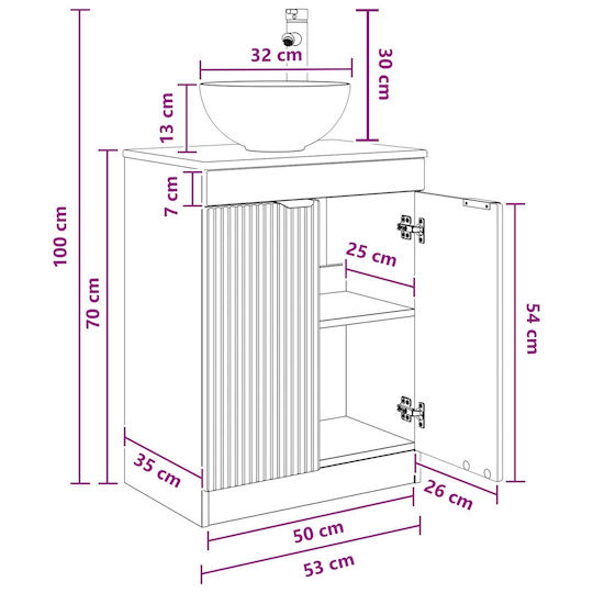 vidaXL Badezimmer Waschtisch-Einheit Ohne Waschbecken Mit Spiegel M54xB35xH83cm Graue