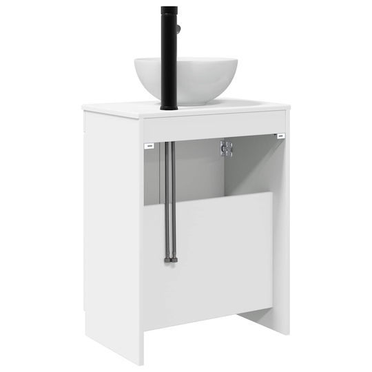 vidaXL Badezimmer Waschtisch-Einheit ohne Waschbecken mit Spiegel M54xB35xH83cm Weiß