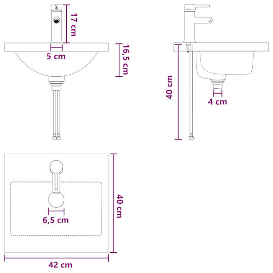vidaXL Плот Без Мивка с Огледало М42xД40xВ84.5cm Черен