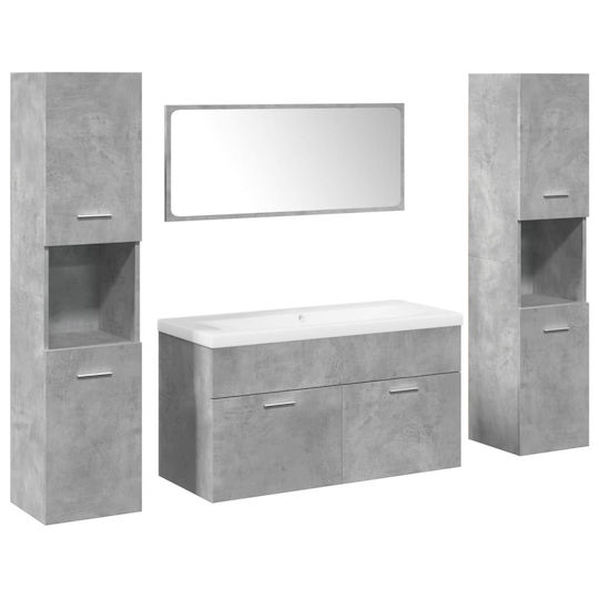 vidaXL Möbelset Waschtisch mit Waschbecken, Spiegel & Säule L91xB18.5xH39.5cm Grey