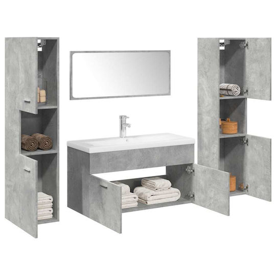 vidaXL Set of Furniture Countertop with Sink, Mirror & Column L91xW18.5xH39.5cm Gray
