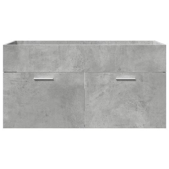 vidaXL Möbelset Waschtisch mit Waschbecken, Spiegel & Säule L91xB18.5xH39.5cm Grey Concrete