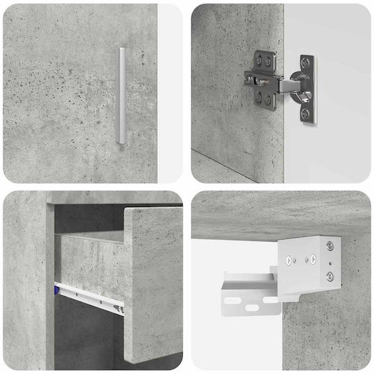 vidaXL Badezimmer Waschtisch-Einheit mit Waschbecken, Spiegel & Spalte M60xB34xH63cm Grau