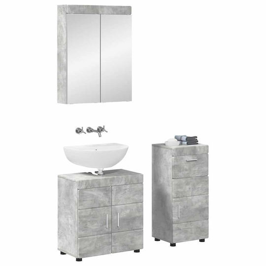vidaXL Πάγκος με Νιπτήρα & Καθρέπτη Μ60xΒ34xΥ63cm Γκρι