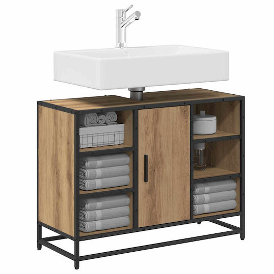 vidaXL Waschtisch mit Waschbecken L80xB33xH60cm Coffee