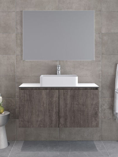 Furnibath Πάγκος με Νιπτήρα & Καθρέπτη Μ101xΒ46xΥ50cm Grey