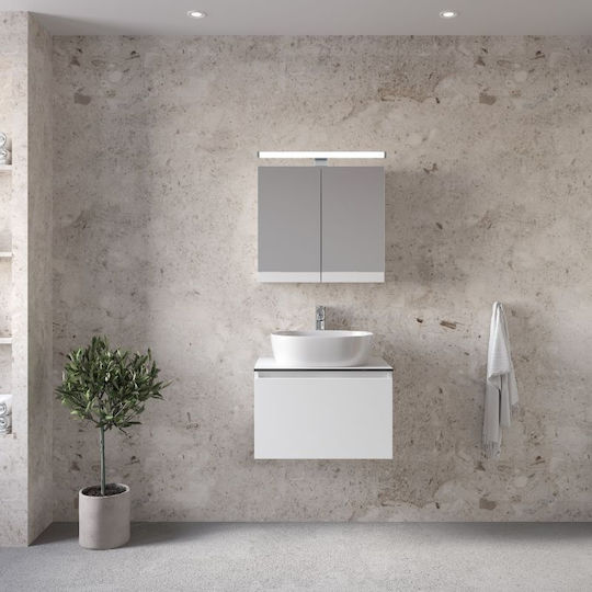 Royal Sevilla 60 White Lacquer 61x46x35cm Countertop Basin Unit Basin Mirror Cabinet