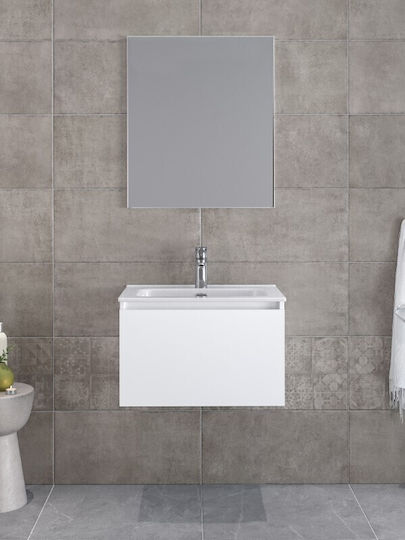 Furnibath Waschtisch mit Waschbecken & Spiegel L61xB35xH46cm White Laca