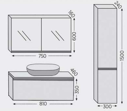 Furnibath Sevilla 80 Πάγκος με Νιπτήρα Μ79xΒ45xΥ35cm Καρυδί
