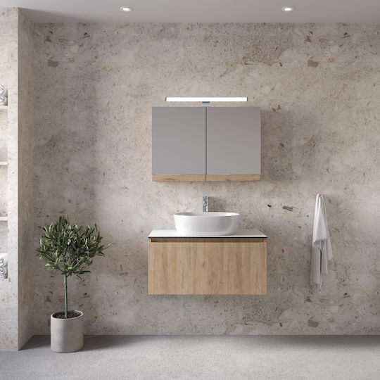 Furnibath Sevilla 80 Πάγκος με Νιπτήρα Μ79xΒ45xΥ35cm Καρυδί