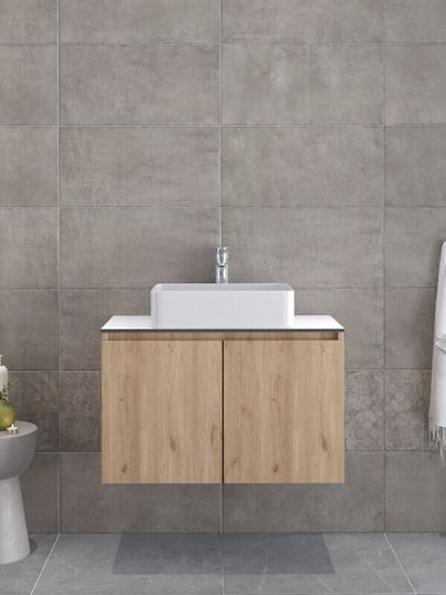 Furnibath Waschtisch mit Waschbecken L81xB46xH50cm Walnut