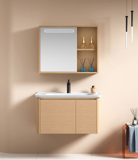Martin Badezimmer Waschtisch-Einheit mit Waschbecken & Spiegel Golden Wood