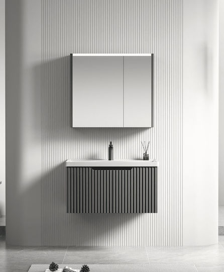 Martin Ophelia Πάγκος χωρίς Νιπτήρα με Καθρέπτη Carbon Grey