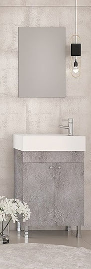 Drop Litos 50 Countertop with Sink & Mirror Glossy Lacquer L45xW24.5xH60cm Granite