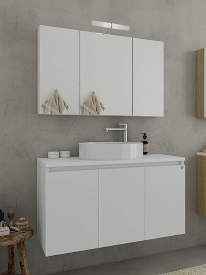 Drop Verona 90 Top Countertop with Sink & Mirror Glossy Lacquer L90xW45xH50cm White