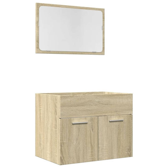 vidaXL Πάγκος με Νιπτήρα & Καθρέπτη Μ60xΒ46xΥ38.5cm Καφέ