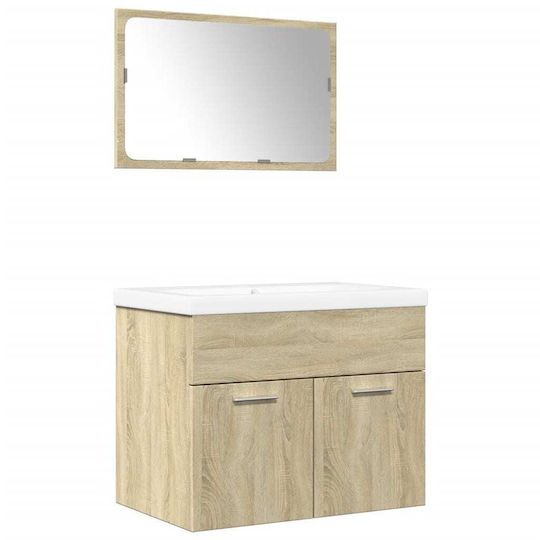 vidaXL Countertop with Sink & Mirror L61xW18.5xH39.5cm Coffee