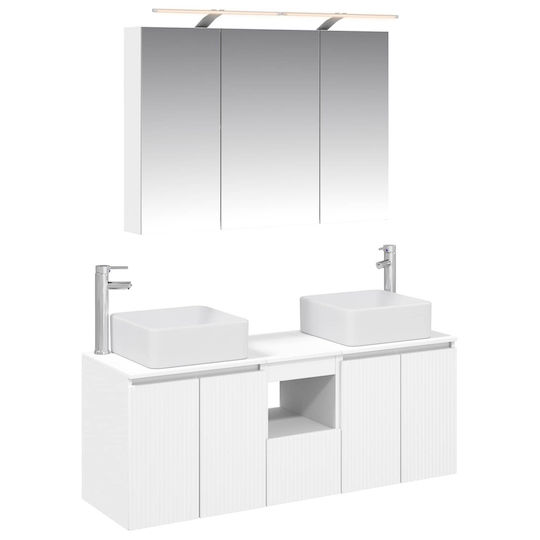 vidaXL Pangă cu Lavoar și Oglindă cu Lumină M100xA14.5xÎ70cm Alb