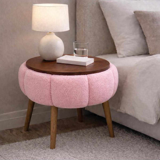 Rundes Beistelltisch Funktionales Design Holz Rosa M45xB45xH44cm